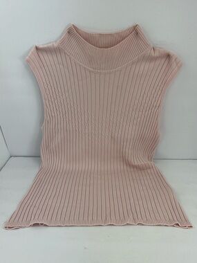 BELLDINI RIBBED STRETCHABLE SLEEEVE LESS TOP WITH ROUND NECK, PINK, XL